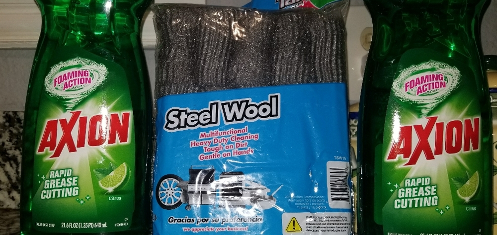 2 Axion liquid dish soap 1 packet of 15 steel wool